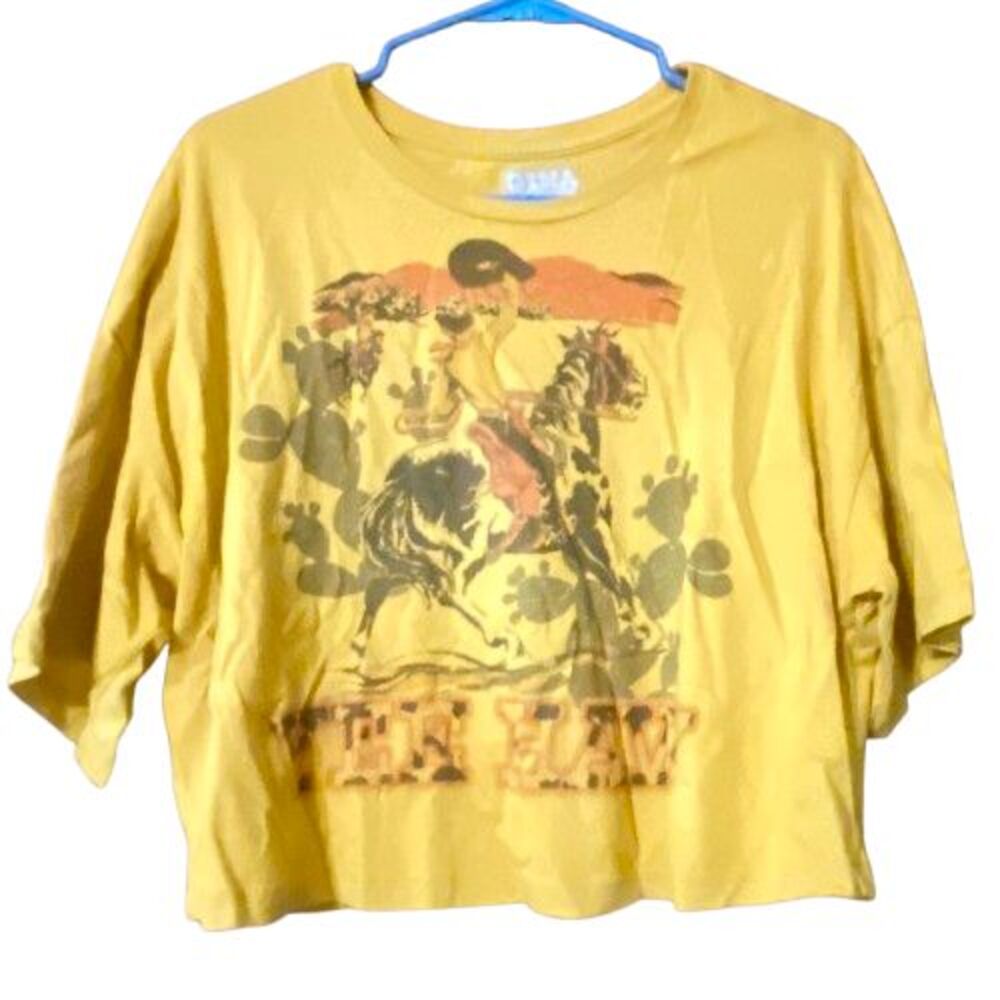 Yeehaw Western Cropped Tshirt Womens Size Large Short Sleeve